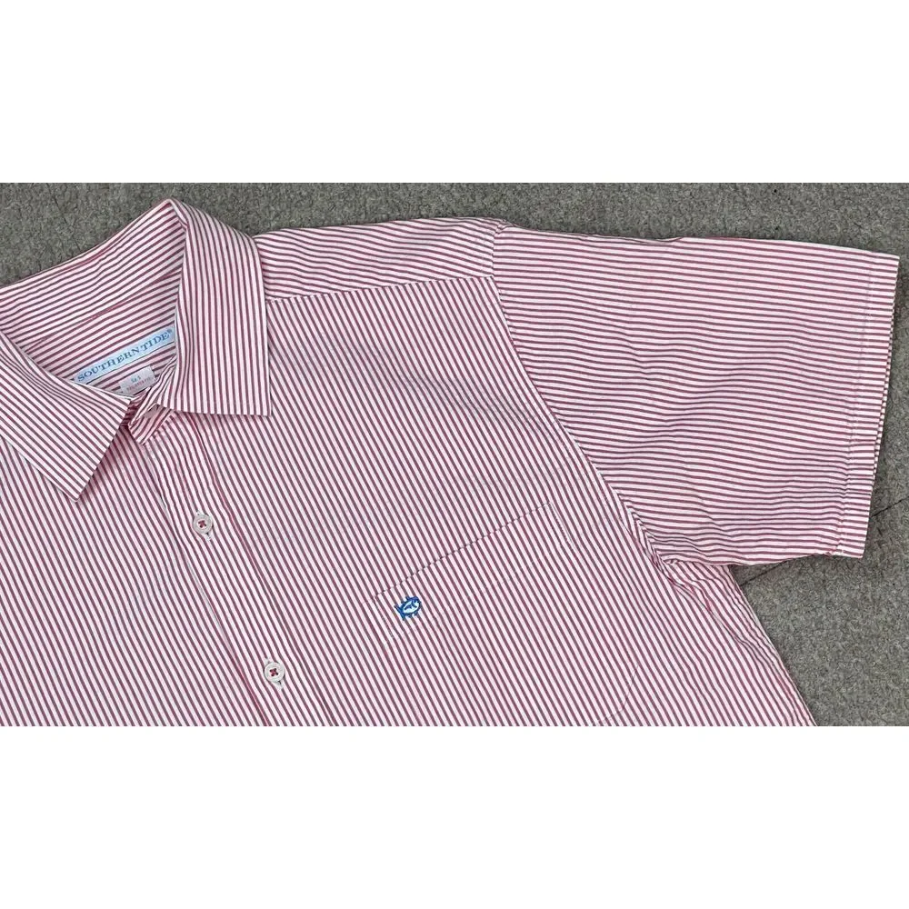 Southern Tide Tailored Fit Men's Striped Button Up Short Sleeve Shirt Size Small